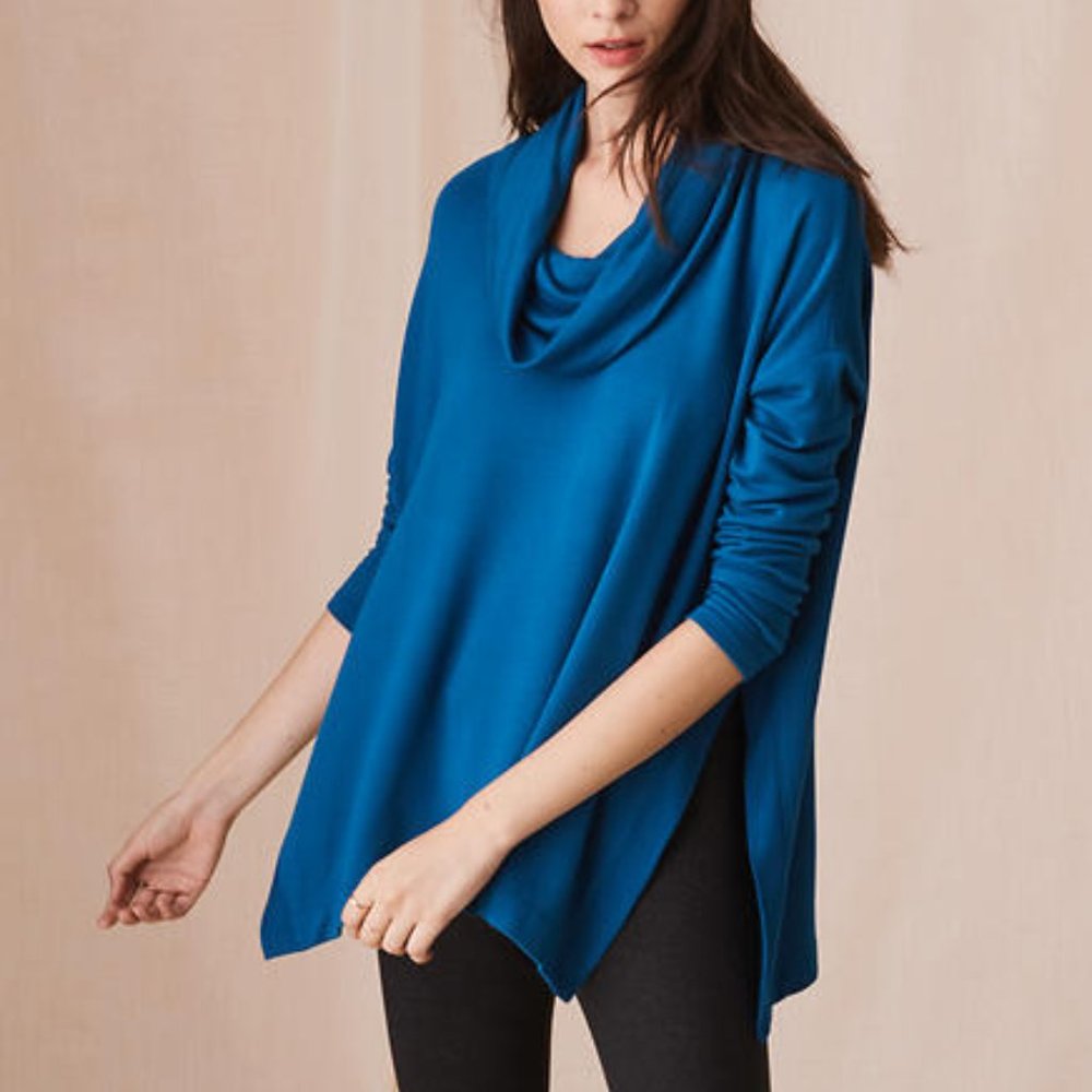 LOU & GREY Vibrant Blue Soft Cowl-neck Sweater M